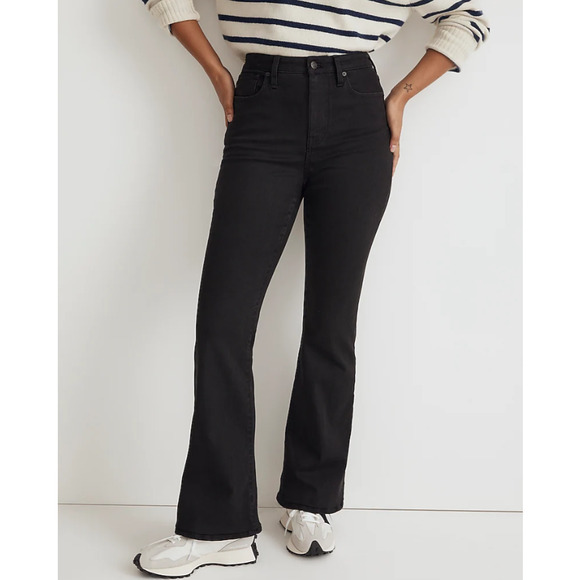 Madewell Jeans Womens 23 Petite Black Curvy Skinny Flare Denim High Rise NM920 - Picture 1 of 13